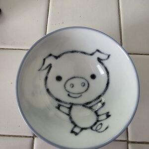 Charming Pig Design Bowl - White and Black